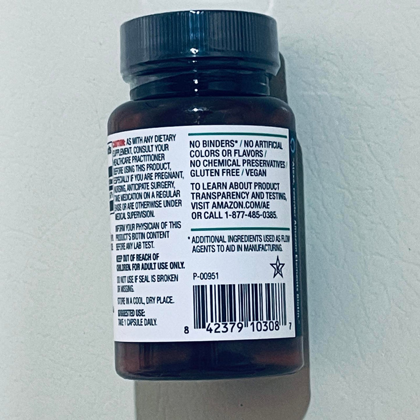 Amazon Elements Biotin 5000 mcg Dietary Supplement, 130 Capsules EXP 3/2027