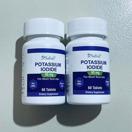 Safrel Potassium Iodide 65 mg 60 Tablets (2 pkgs) EXPIRED 3/25