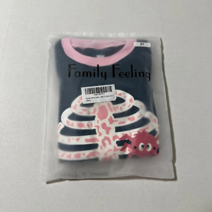 Family Feeling Girls 2 Piece Glow Skeleton Pajama Set, Size 2T