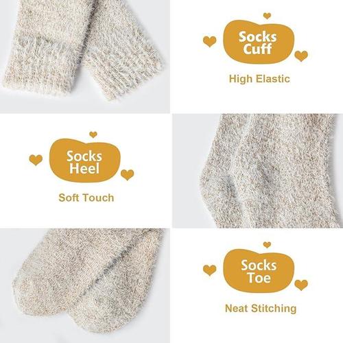 5 Pairs Fuzzy Cozy Warm Socks for Women Winter Wool Thick Casual Home Sleeping