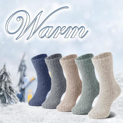 5 Pairs Fuzzy Cozy Warm Socks for Women Winter Wool Thick Casual Home Sleeping