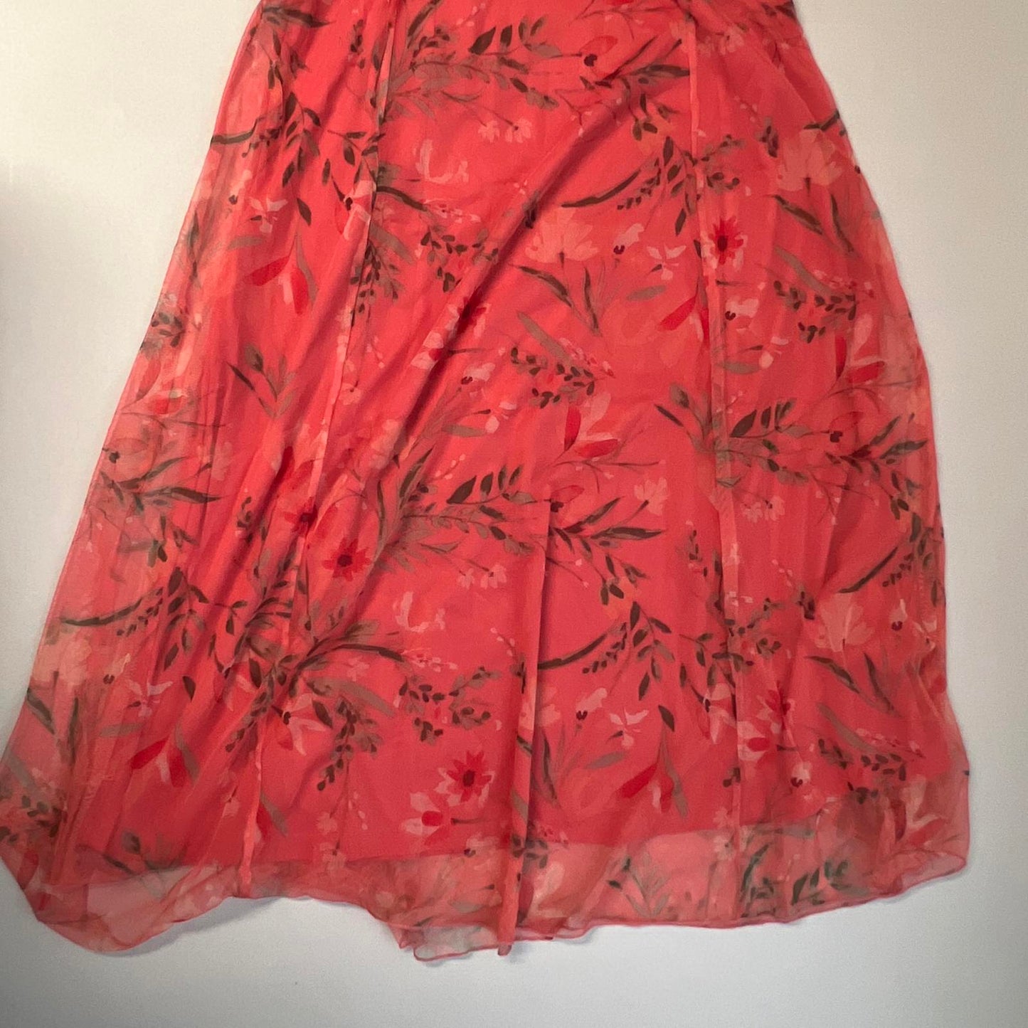 Coldwater Creek Coral Floral Maxi Dress