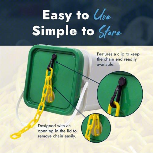 Mr. Chain Plastic Barrier Chain Pail, Yellow, 1.5-Inch, 300-Foot Length 30002-P