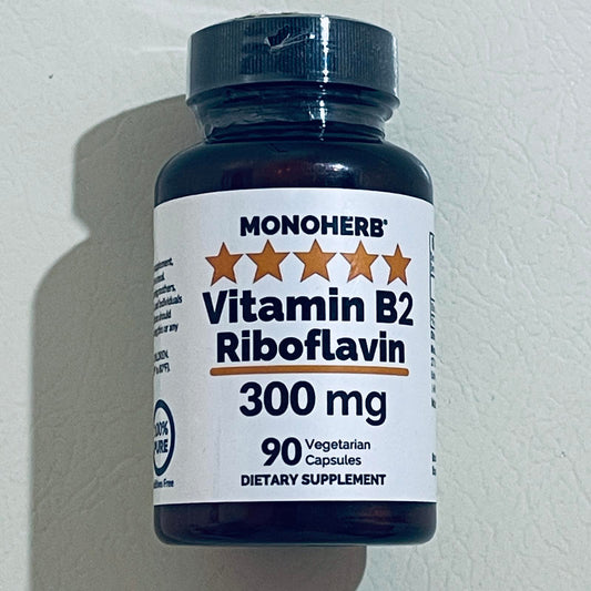 MonoHerb Vitamin B2 Riboflavin 300 mg, 90 Vegetarian Capsules EXP 12/2027