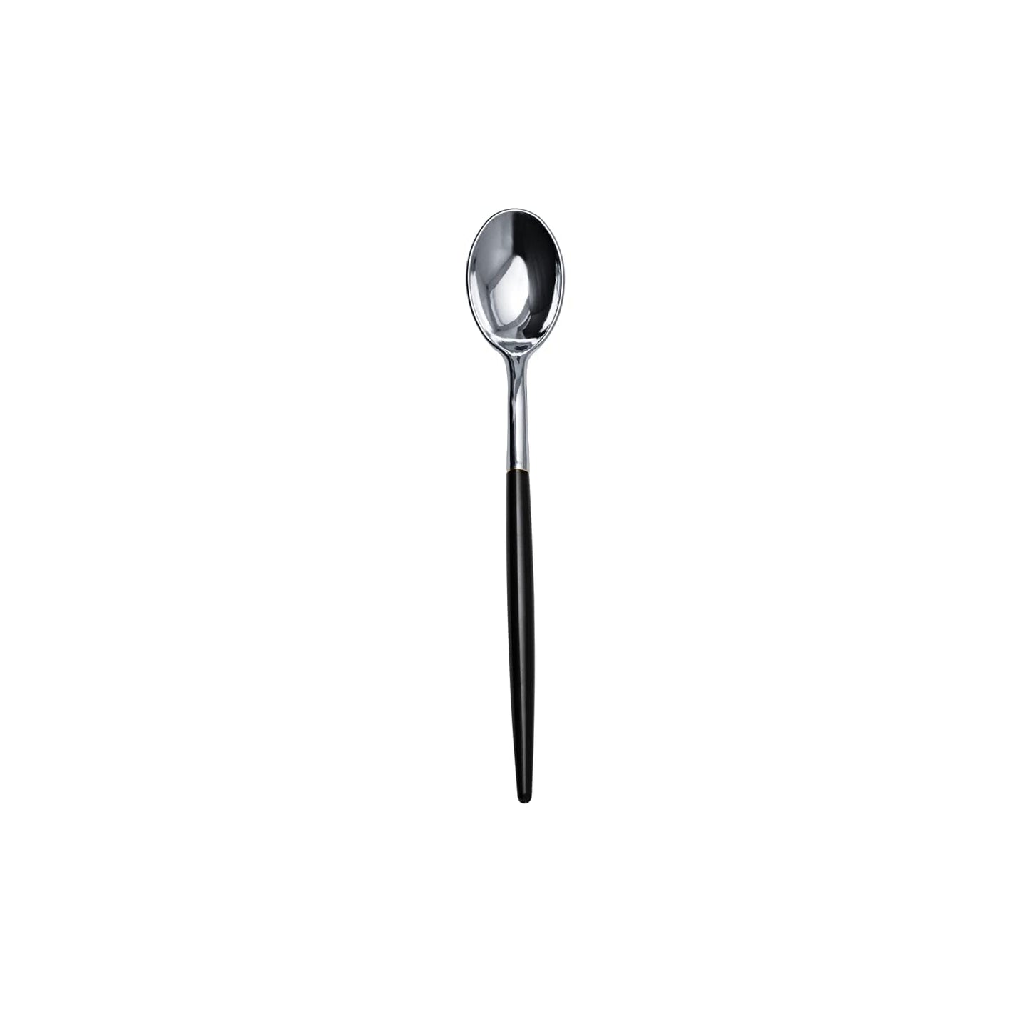Trendables 80 Two-Toned Heavy Duty Plastic Spoons - Black & Silver - Disposable