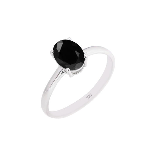 Black Onyx Stone Ring, 925 Sterling Silver For Women Promise Ring Size US 10
