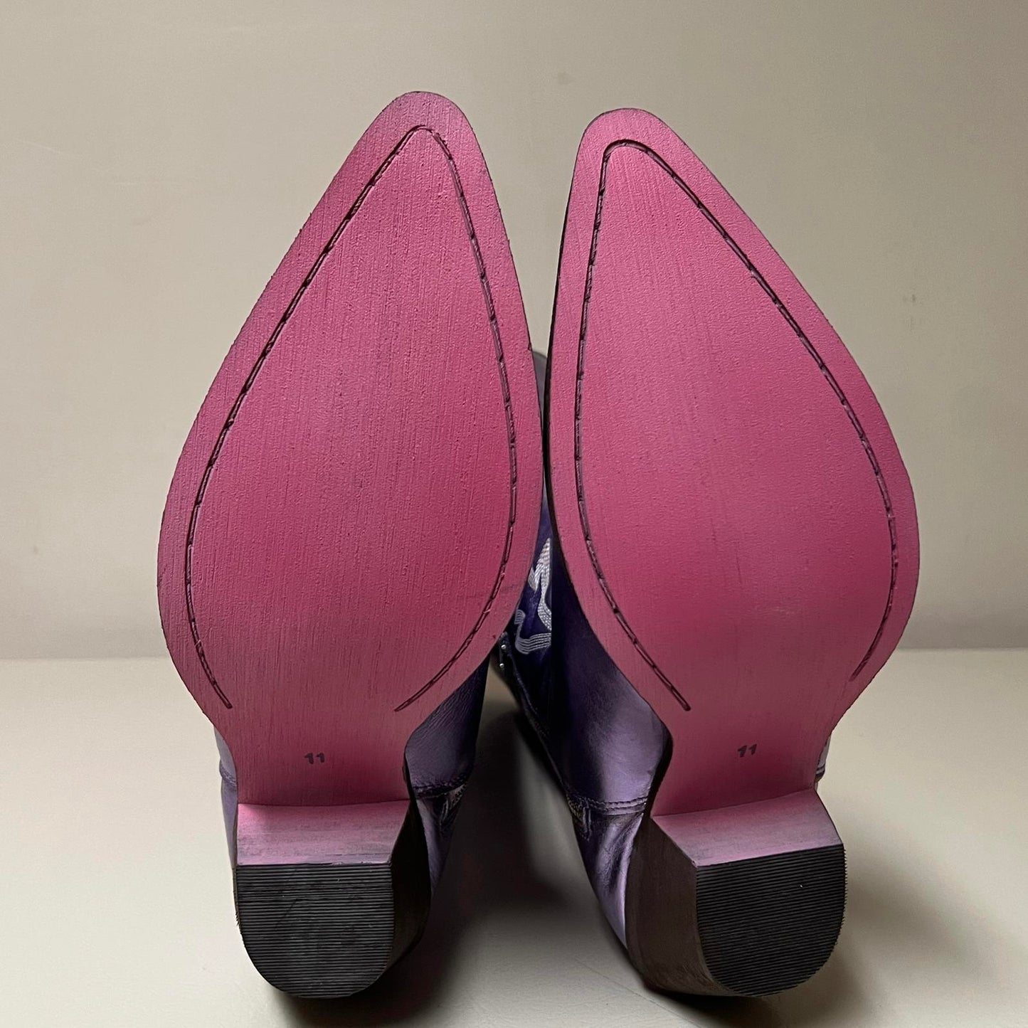 Metallic Purple Cowboy Boots with Embroidered Design