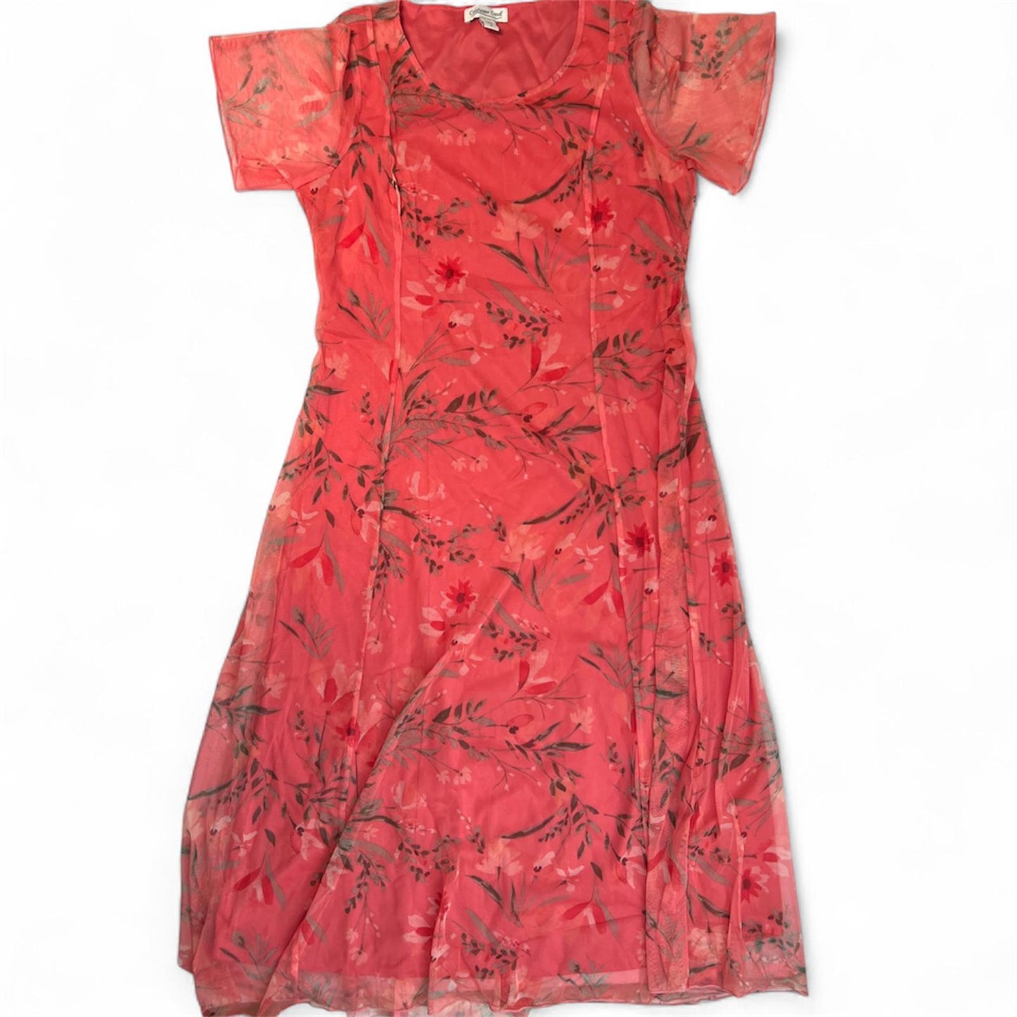 Coldwater Creek Coral Floral Maxi Dress
