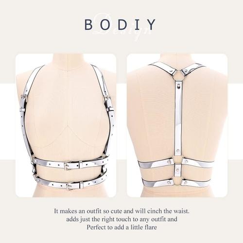 Women High Waisted Harness Belt Mirror Waist Strap Belts Rave Punk Rock Belts