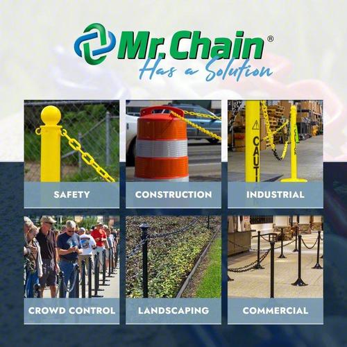 Mr. Chain Plastic Barrier Chain Pail, Yellow, 1.5-Inch, 300-Foot Length 30002-P