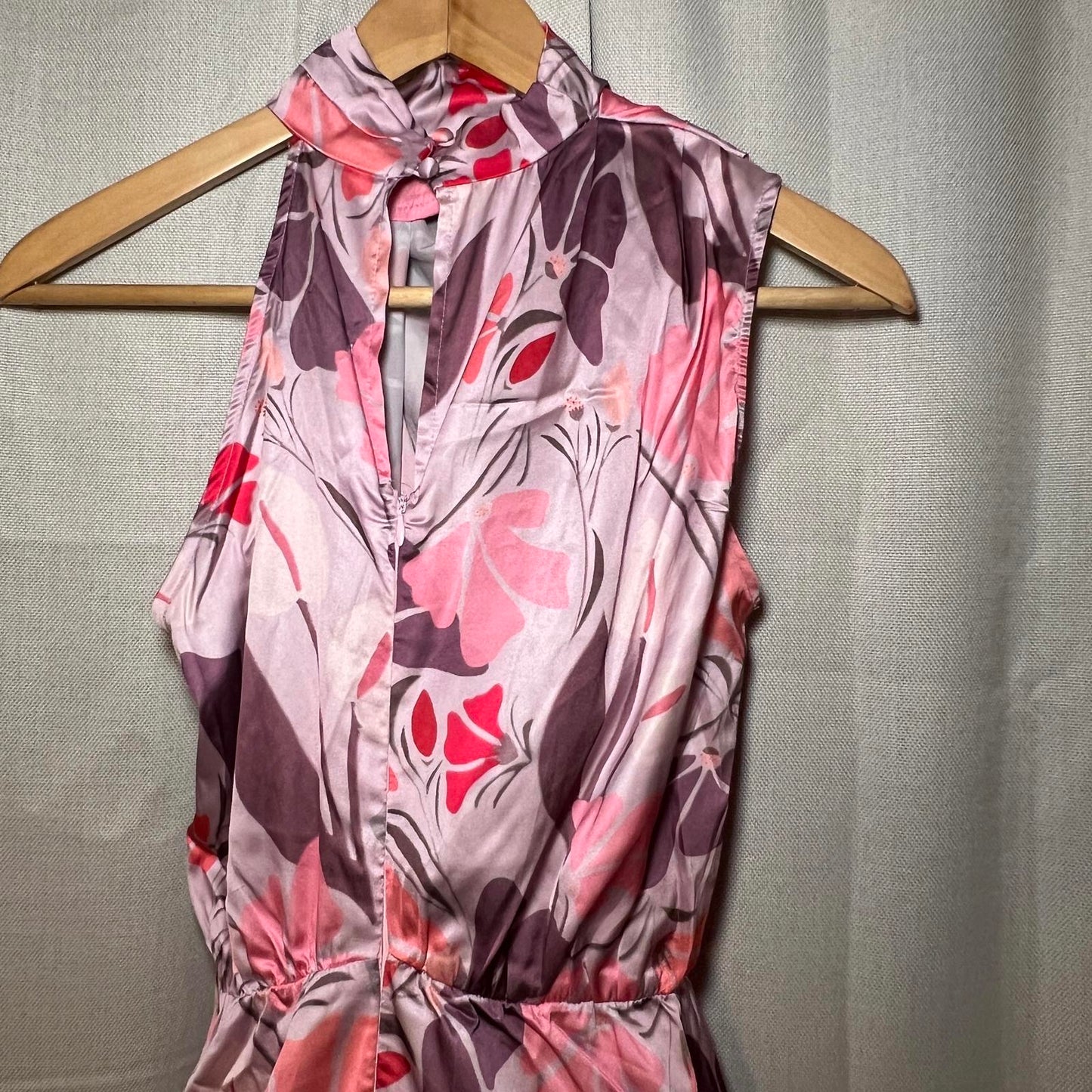 Petal & Pup Amelia Halterneck Floral Sleeveless Satin Maxi Dress