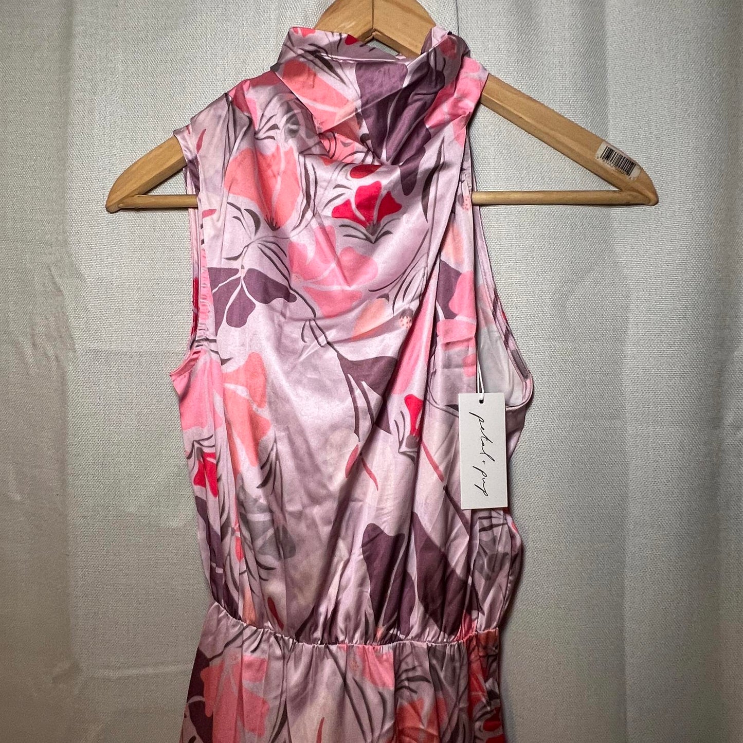 Petal & Pup Amelia Halterneck Floral Sleeveless Satin Maxi Dress