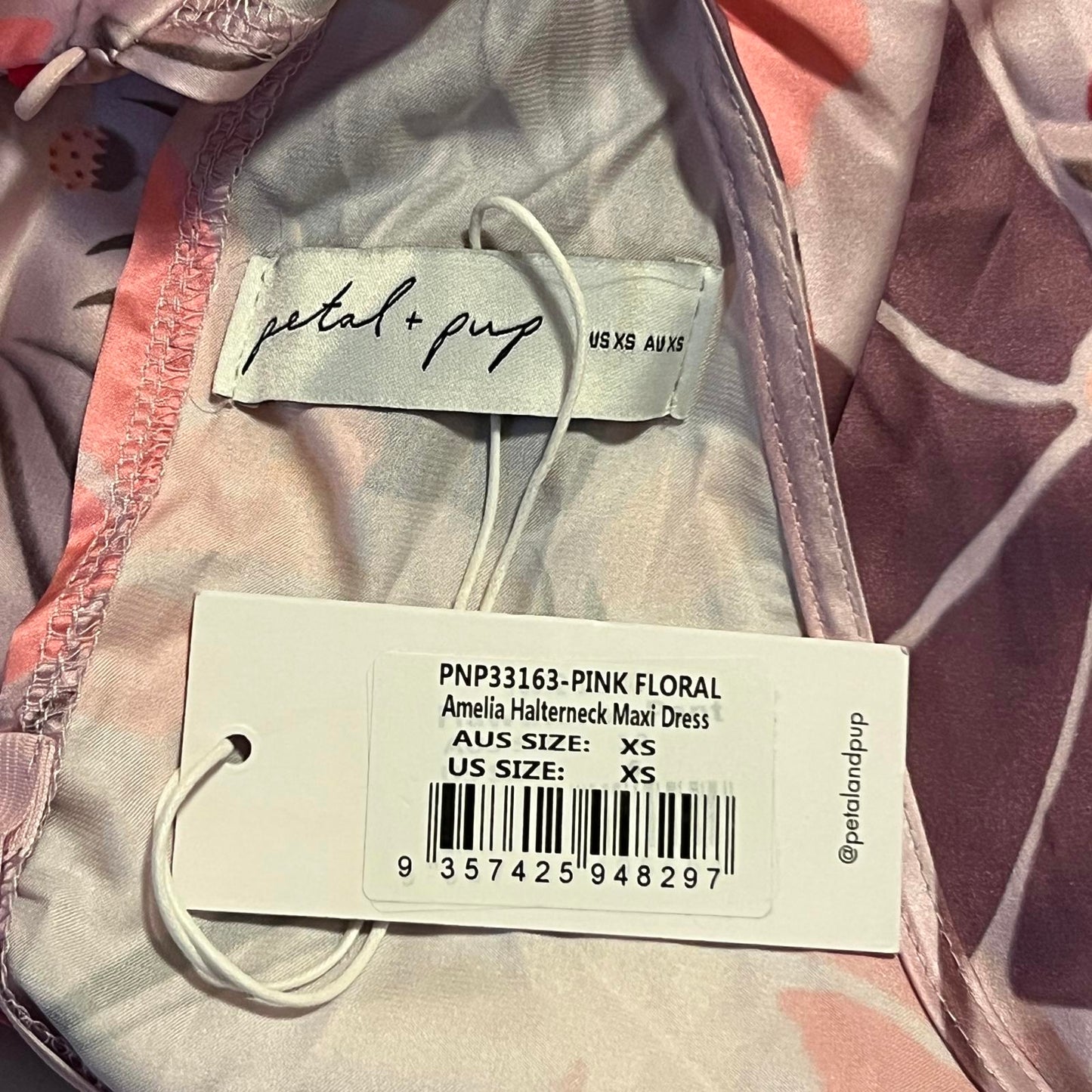 Petal & Pup Amelia Halterneck Floral Sleeveless Satin Maxi Dress