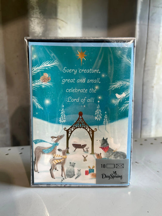 DaySpring 18 Christmas Cards with Bible Verse, Blue, Every Creature