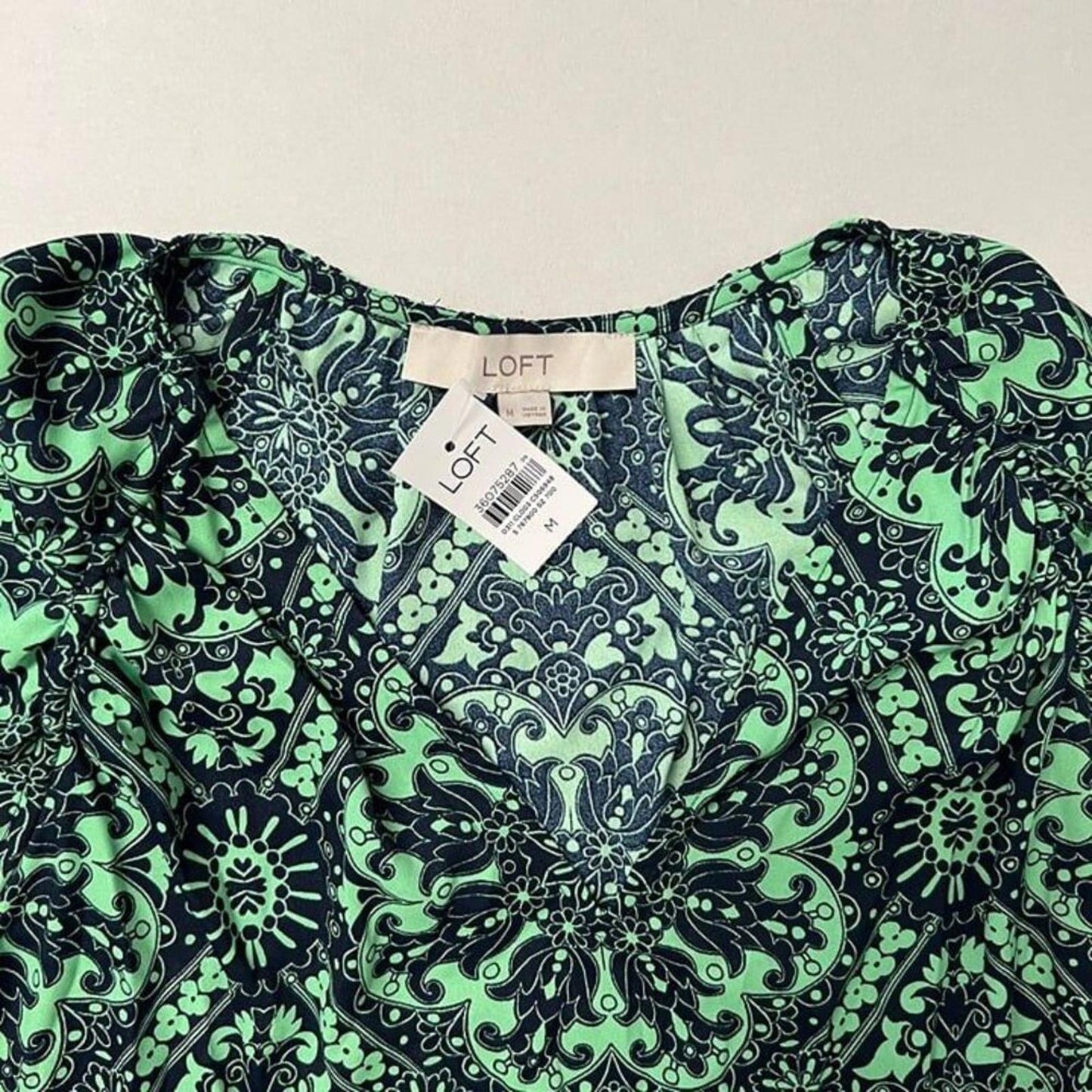 LOFT Tile Shirred Raglan Blouse