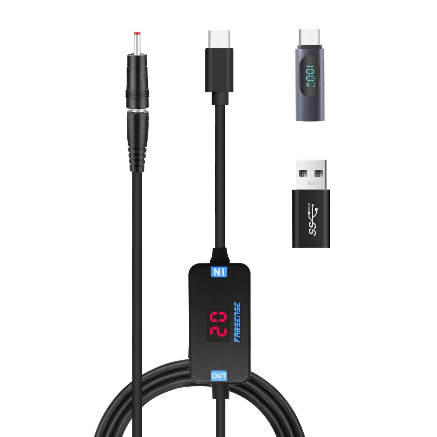 USB C to DC Adapter,Barrel PD Trigger Cable 3.3ft with USB C Male to Femal/USB