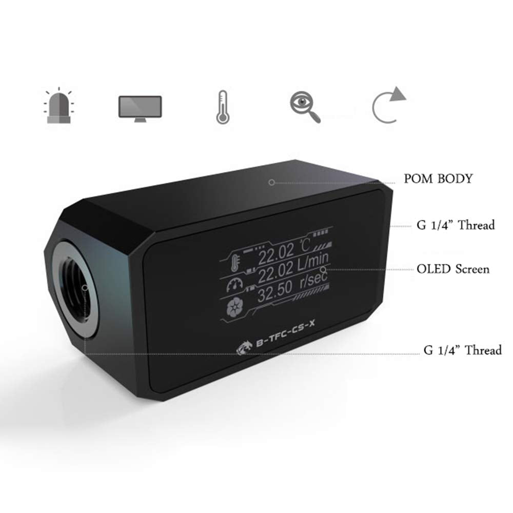 Bykski Water Cooling Digital Flow Meter Temperature Display