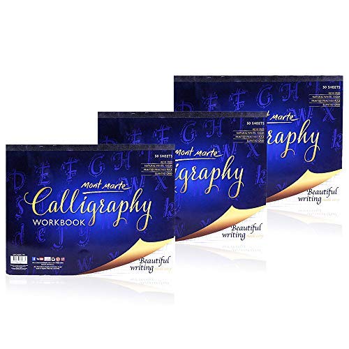 Mont Marte Calligraphy Paper Workbooks, 3Pack, 50 Sheets per Book (150 total)