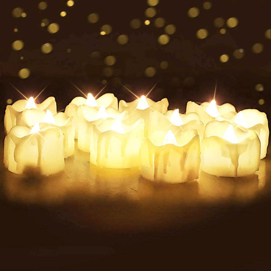 Tea Lights, Flickering, Auto On 6 / Off 18 hrs, extra Batteries Included, 24pack