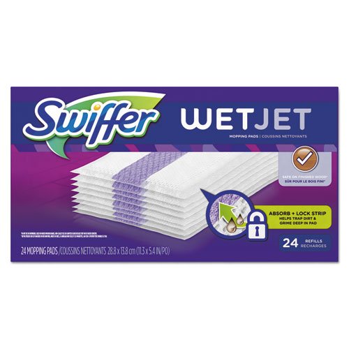 Swiffer WetJet System Refill Cloths, 11.3" x 5.4", White, 24 Refill Pads