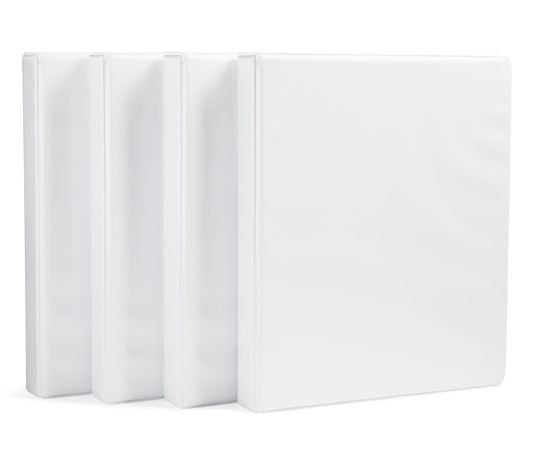 Amazon Basics 3-Ring Binder, 1-Inch - White, 4-Pack