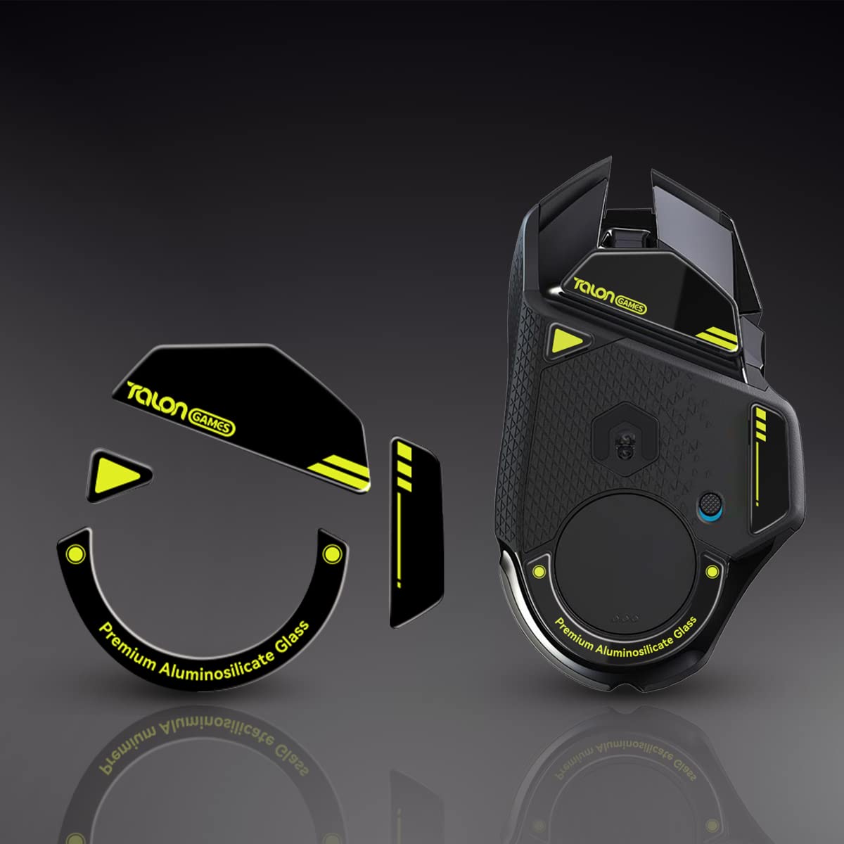 TALONGAMES Glass Mouse Feet Skates for Logitech G502, Curved Edges Smooth, Black