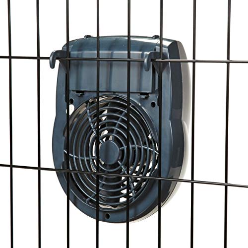 Cool Pup Crate Fan,8x6.25x2.5” in Size–Quiet Battery Built-in Thermometer,Silver