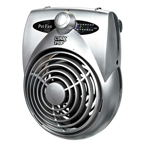 Cool Pup Crate Fan,8x6.25x2.5” in Size–Quiet Battery Built-in Thermometer,Silver