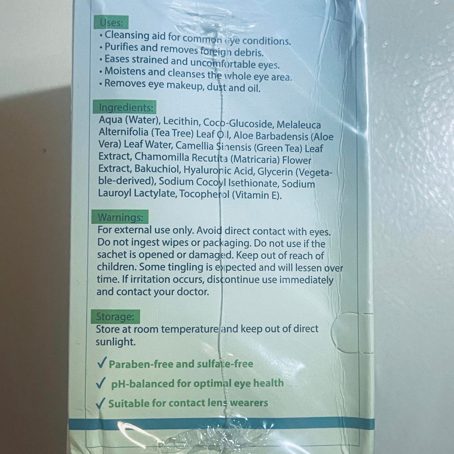 NOVEHA Tea Tree Eyelid Cleansing Wipes - 60 Count