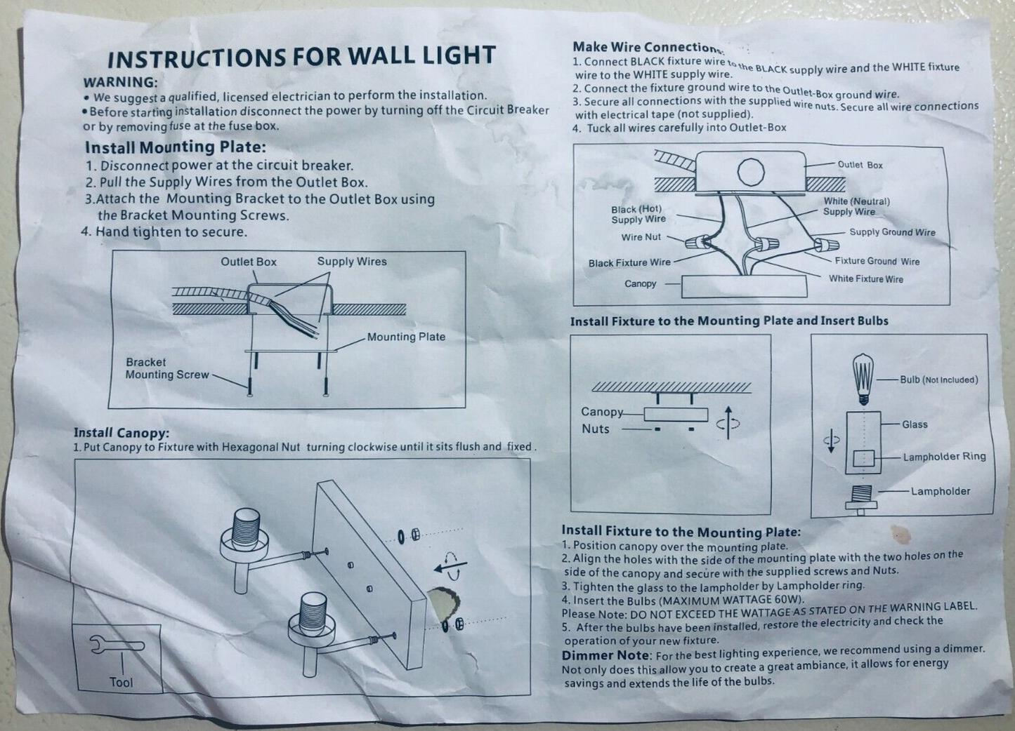 4-Light Sconces Bathroom Vanity Fixture, Black, Wall Lighting with Clear Glass