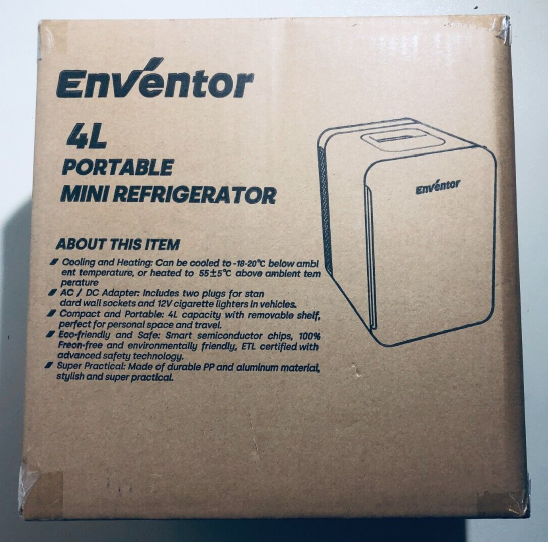 Enventor 4L Portable Mini Fridge for Skincare, Food, Office, Bedroom, and Travel