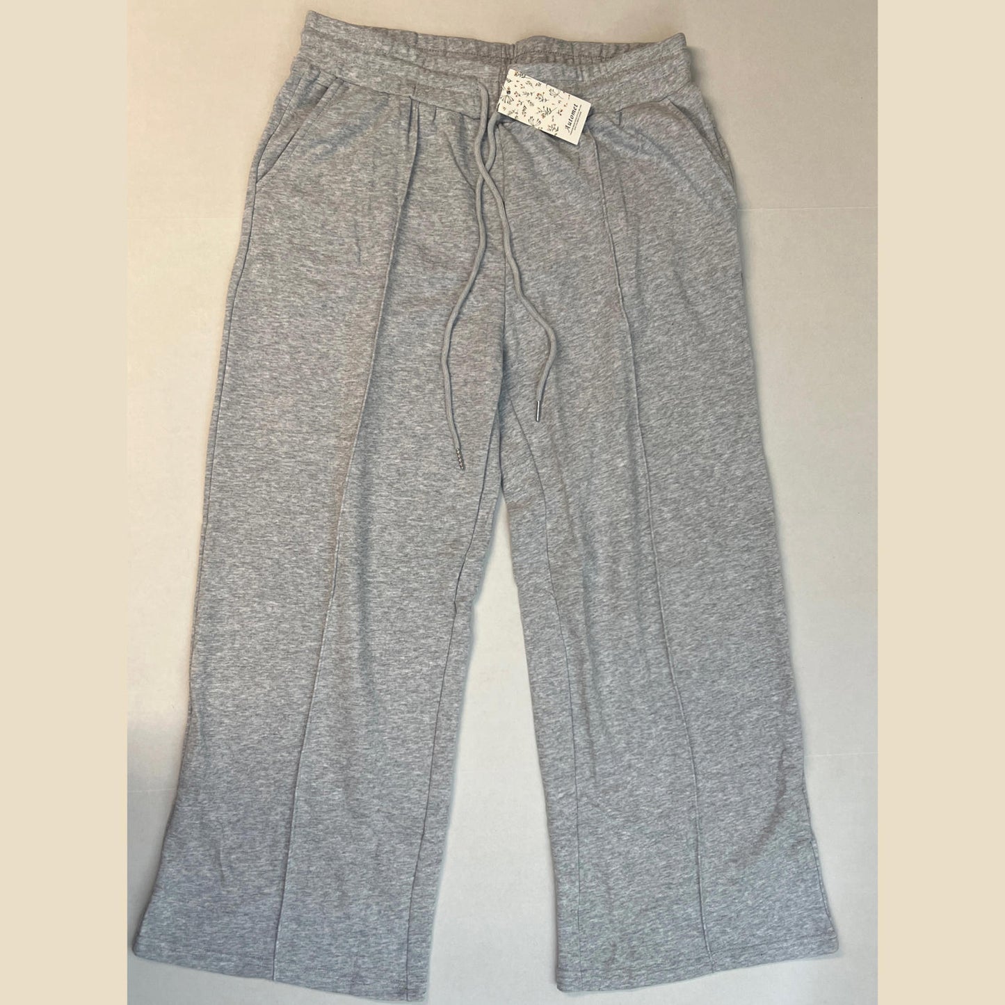 Women's Gray Wide-Leg Sweatpants with Drawstring Waist
