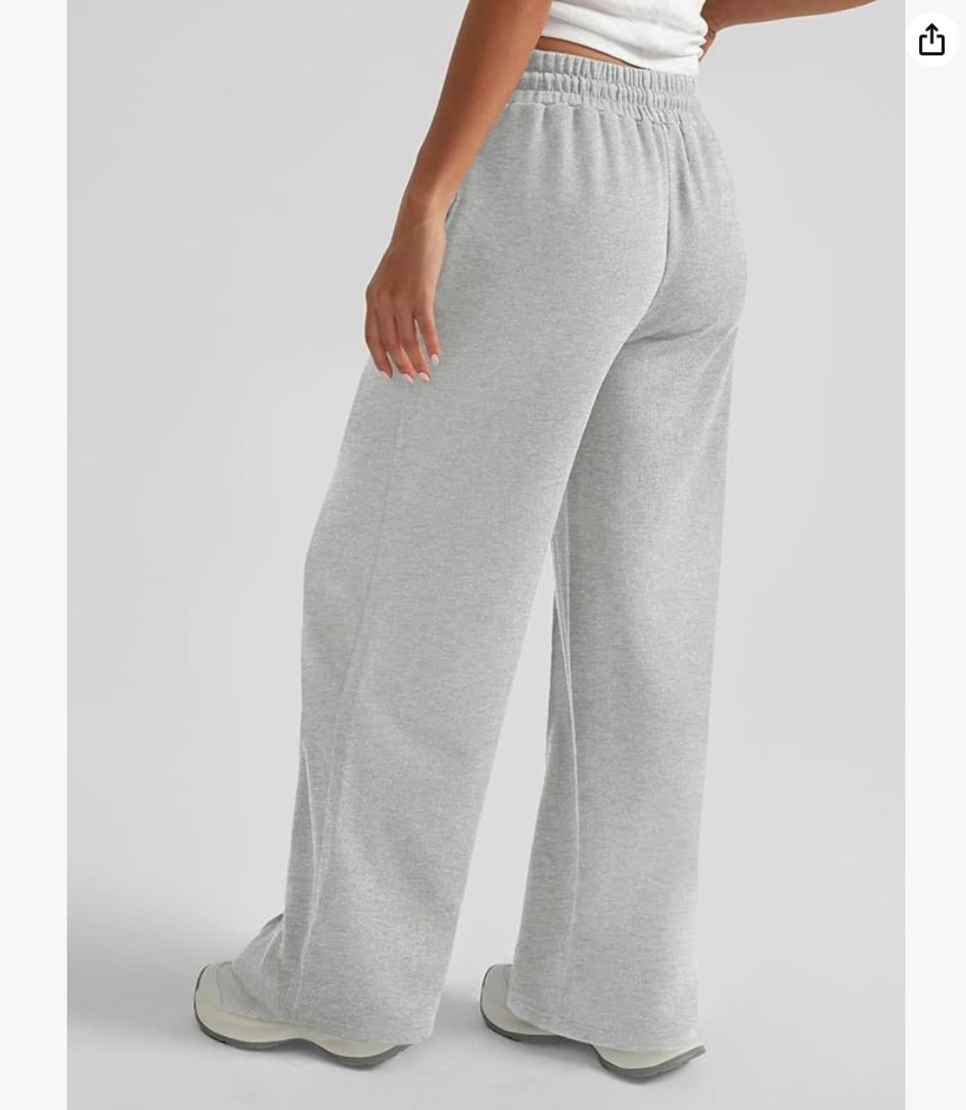 Women's Gray Wide-Leg Sweatpants with Drawstring Waist