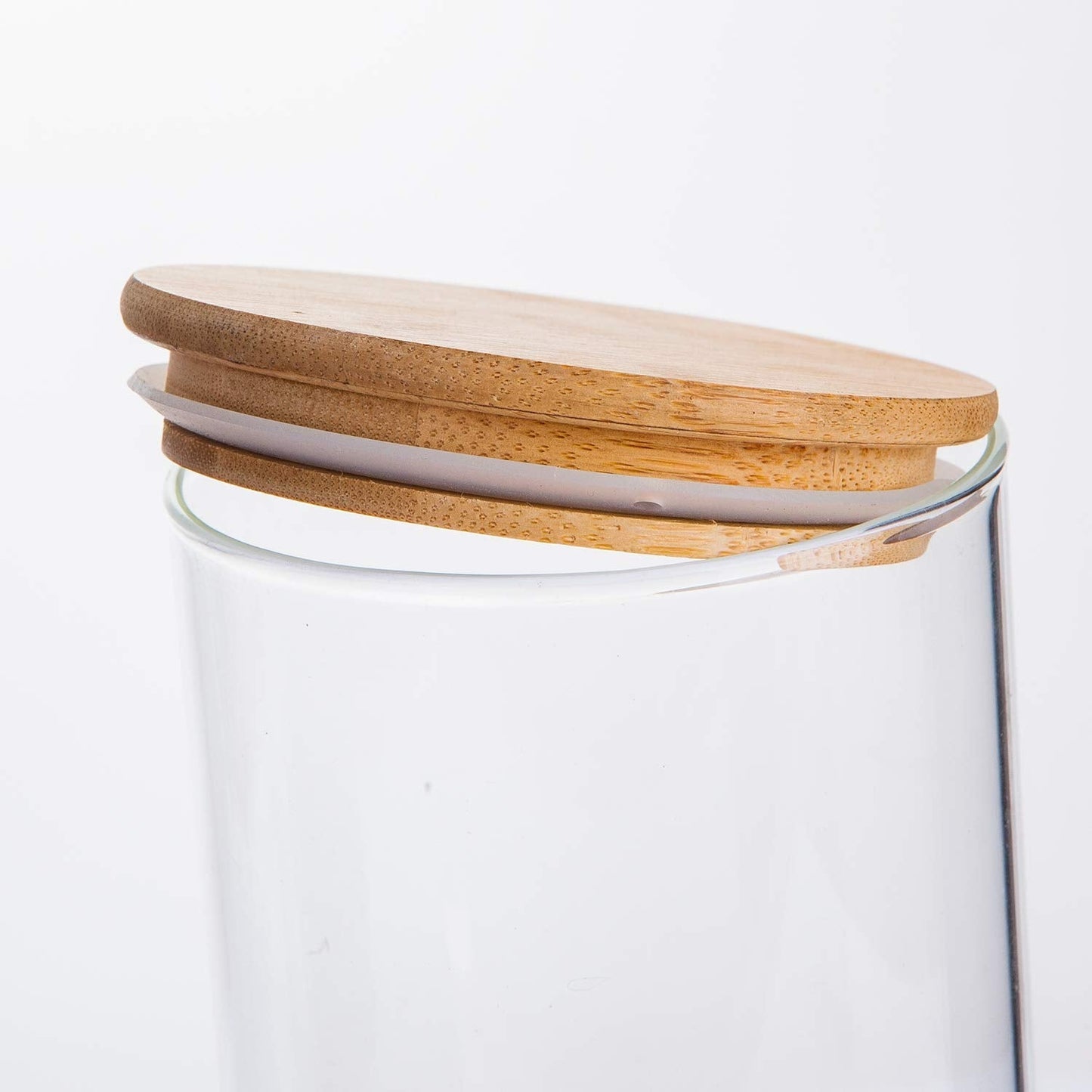 Glass Food Storage Containers, Food Jars with Bamboo Wooden Lids - Set of 5