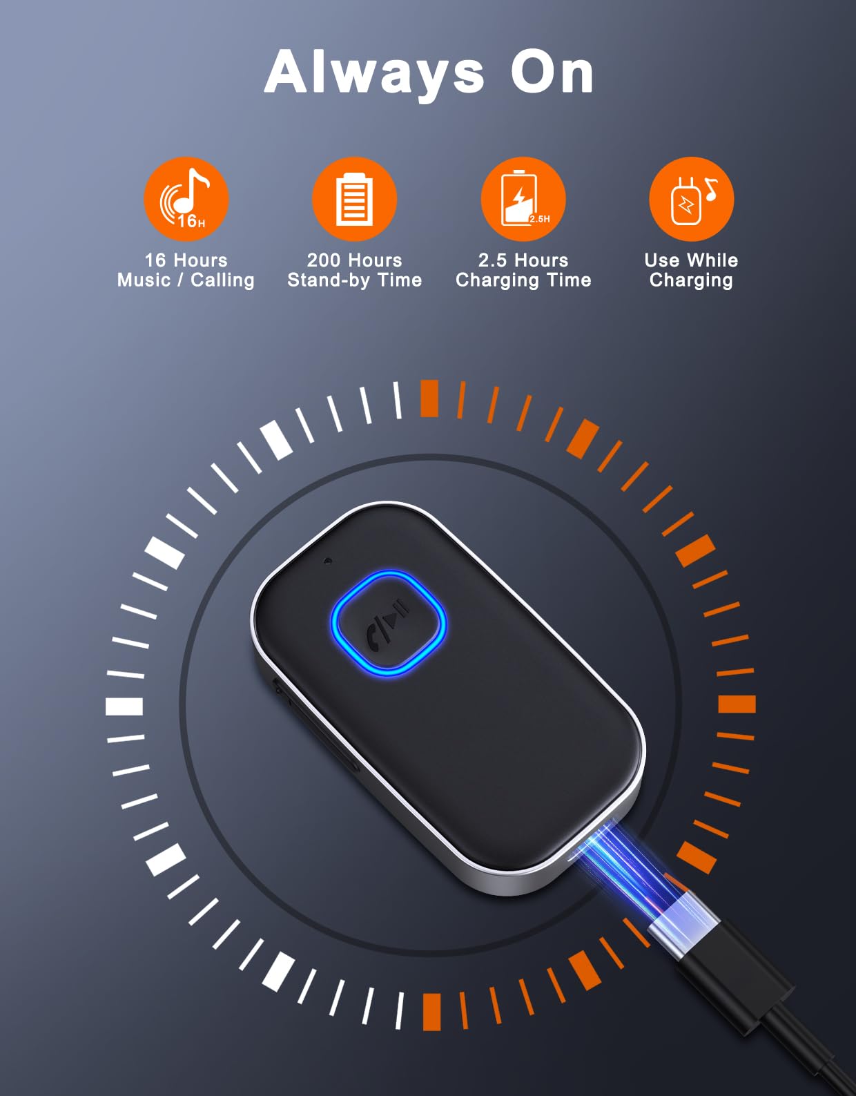 Bluetooth Receiver for Car, Noise Cancelling 3.5mm AUX Bluetooth Car Adapter