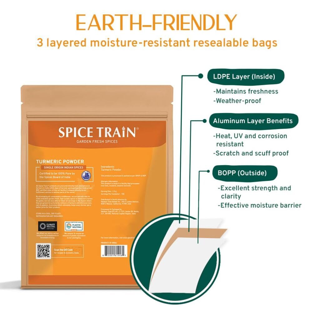 Spice Train Organic Turmeric Powder w/ Curcumin 397g/14oz, Organic / Gluten Free EXP 12/25