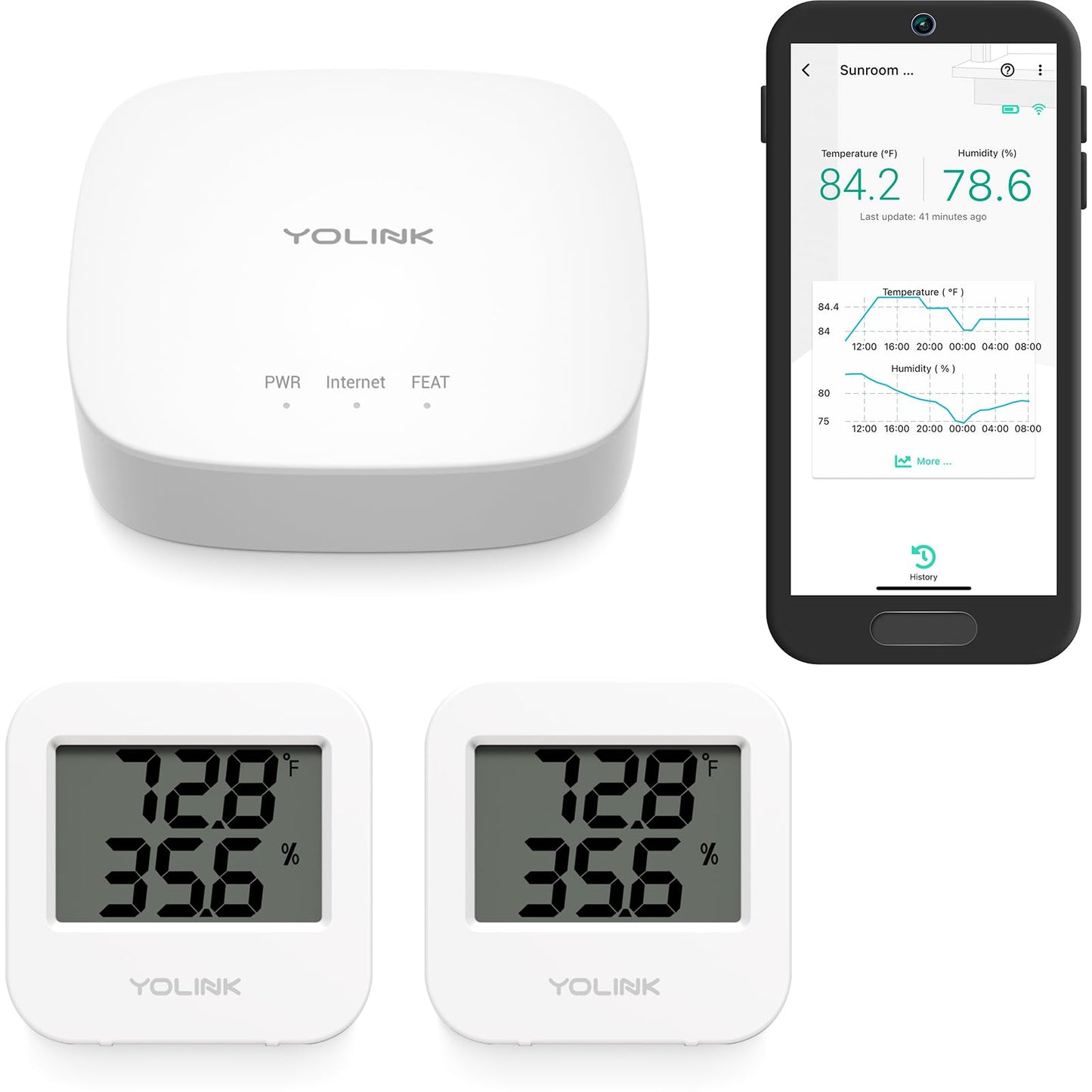 Smart Wireless Temperature/Humidity Sensor Wide Range for Freezer Fridge Monitor