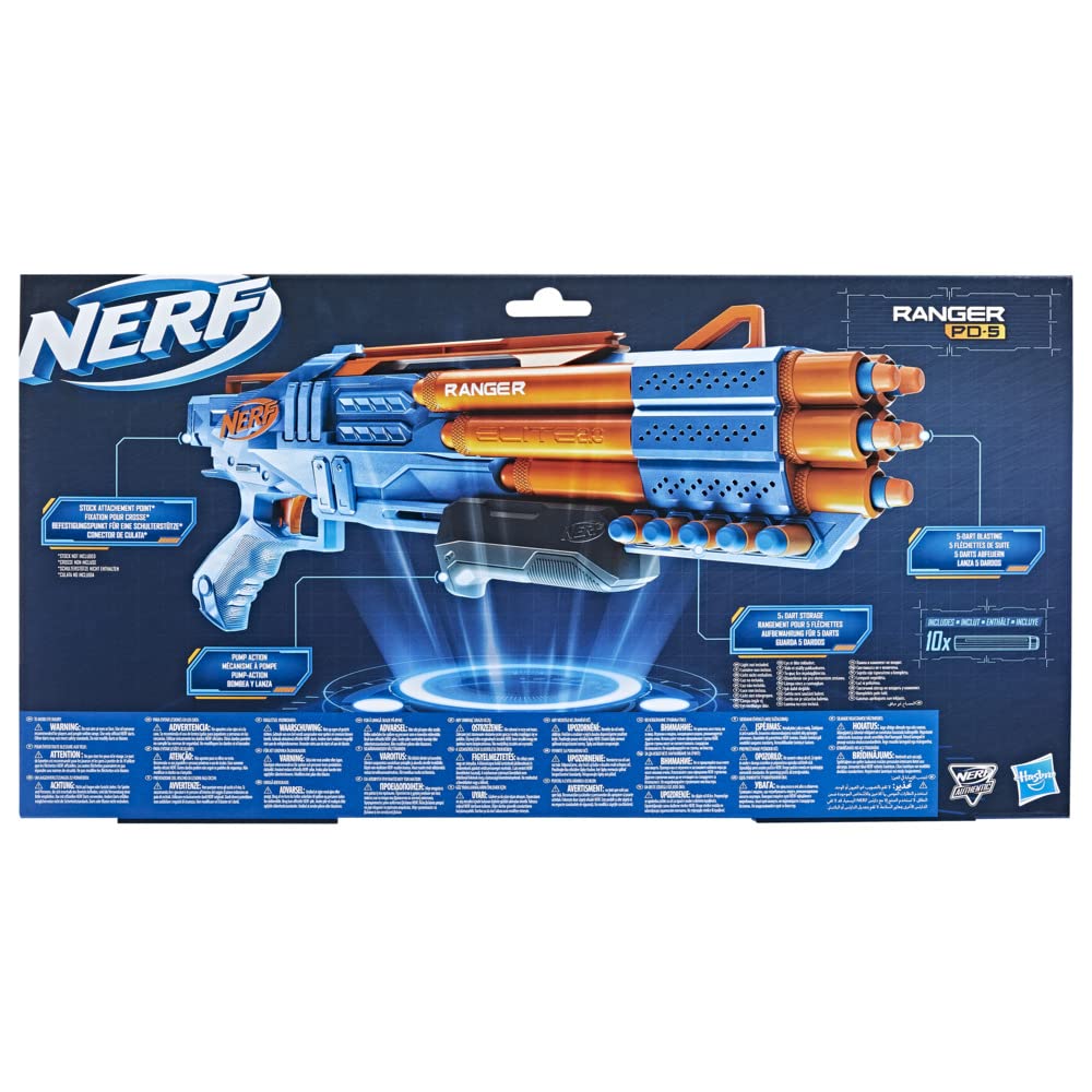 Hasbro Nerf Elite 2.0 Ranger PD-5 Toy Dart Gun 5 Barrels Cannons 10 Elite Darts