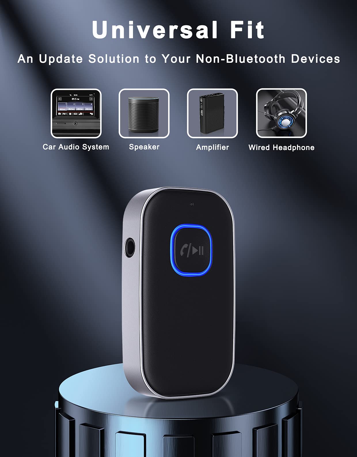 Bluetooth Receiver for Car, Noise Cancelling 3.5mm AUX Bluetooth Car Adapter