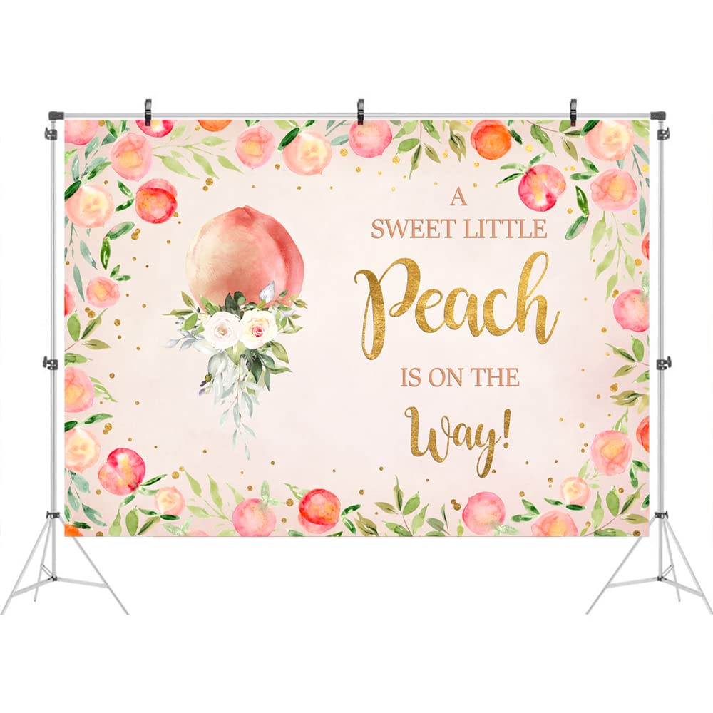 7x5ft A Sweet Little Peach is On The Way Backdrop for Baby Shower Pink Peach