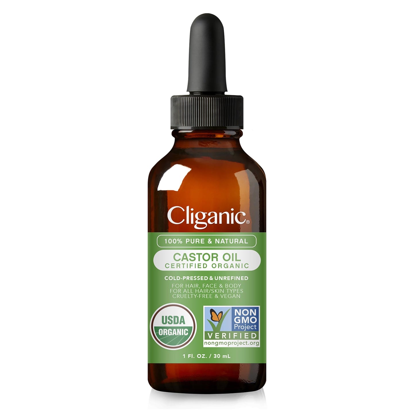 Cliganic Organic Castor Oil, 100% Pure (1oz with Eyelash Kit) 8/2027