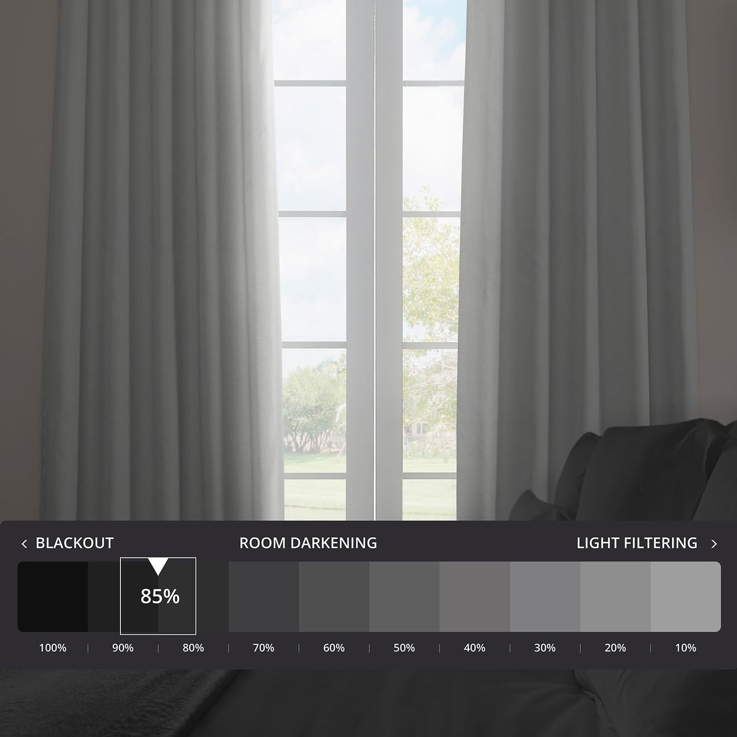 Faux Linen Room Darkening Curtains - 1 Panel, 50W X 96L, Color Oyster