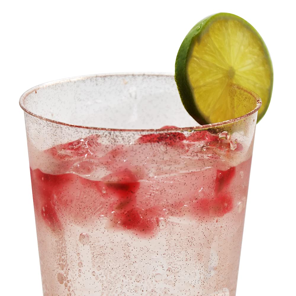 50PCS, 12 oz Rose Gold Glitter Plastic Cups,Disposable Cocktail Cups, Wine cups