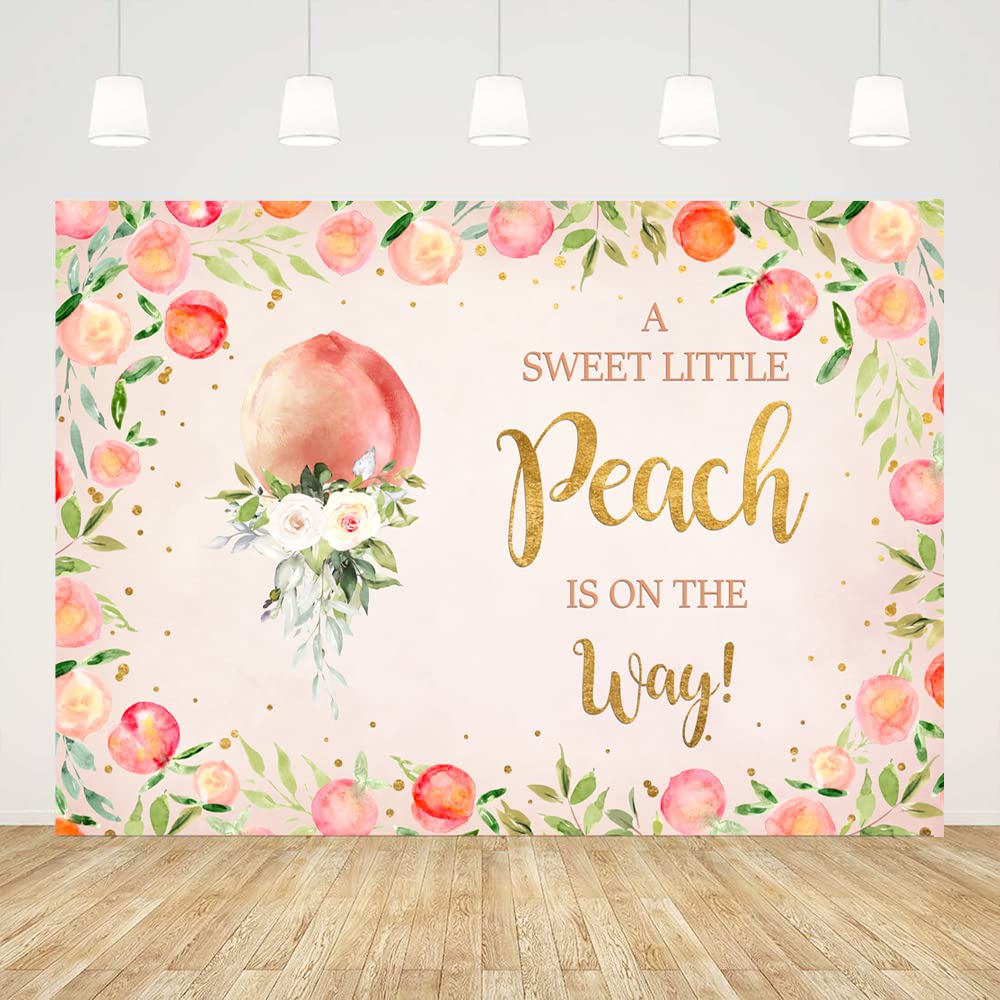 7x5ft A Sweet Little Peach is On The Way Backdrop for Baby Shower Pink Peach