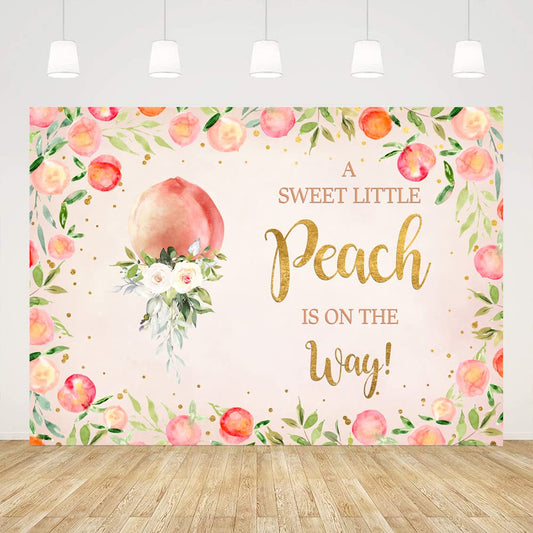 7x5ft A Sweet Little Peach is On The Way Backdrop for Baby Shower Pink Peach