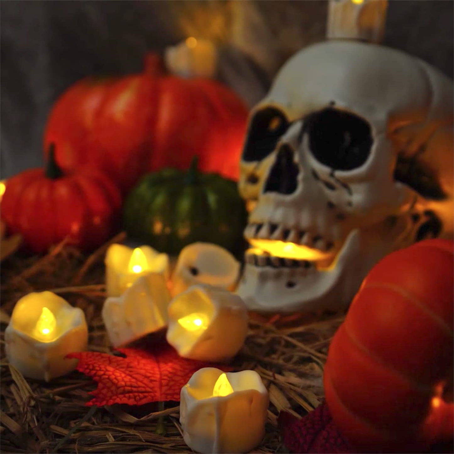 Tea Lights, Flickering, Auto On 6 / Off 18 hrs, extra Batteries Included, 24pack