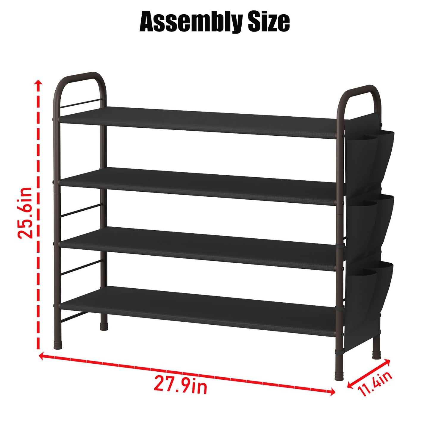 Shoe Rack Storage Organizer 4 Tier Free Standing Metal Shoe Shelf - Bronze