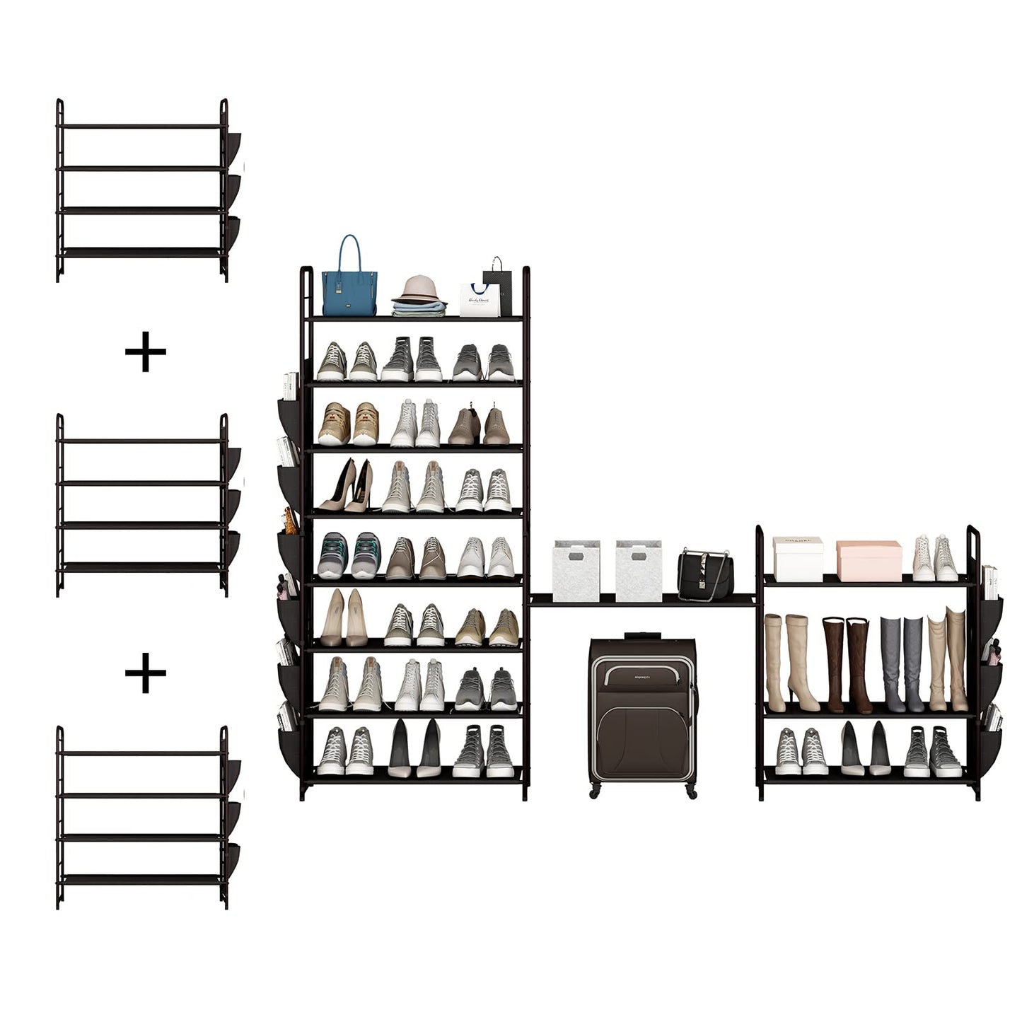 Shoe Rack Storage Organizer 4 Tier Free Standing Metal Shoe Shelf - Bronze