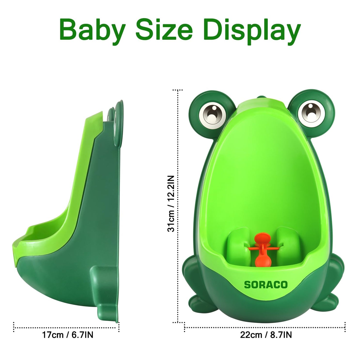Frog Potty Training Urinal for Toddler Boys with Funny Aiming Target, (Green)