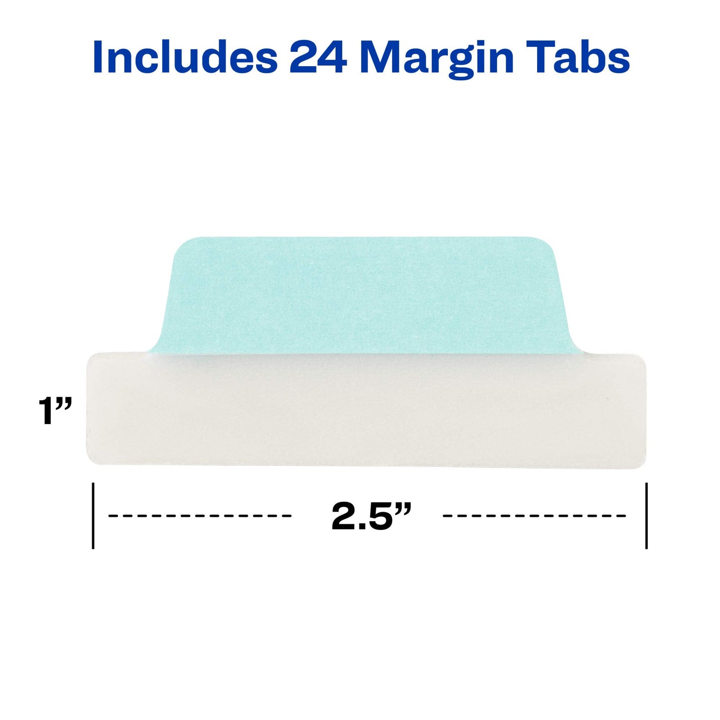 24pc Avery Margin Repositionable Tabs, 2.5x1", 2-Side Writable, Pastel Colors